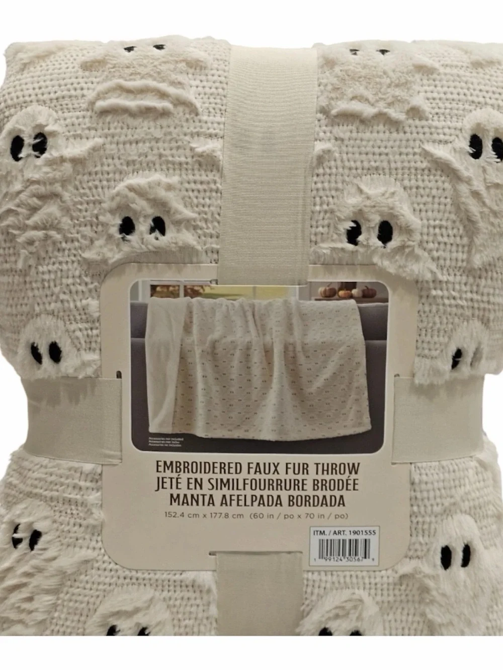 NWT Viral Costco Halloween Faux Fur Throw Blankets Lot of 3 Ghost Cat Pumpkin